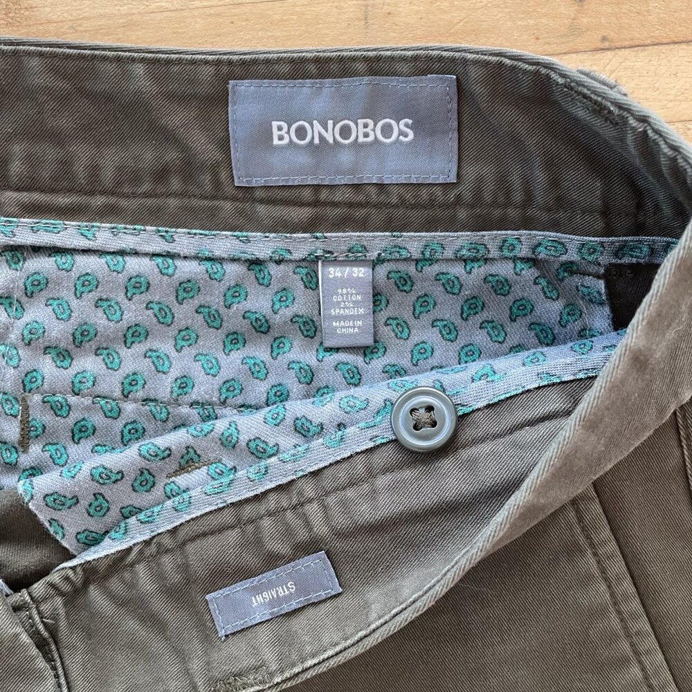Bonobos Straight Fit Chino Stretch Pants - Men's Size 34x32 (Graphite)